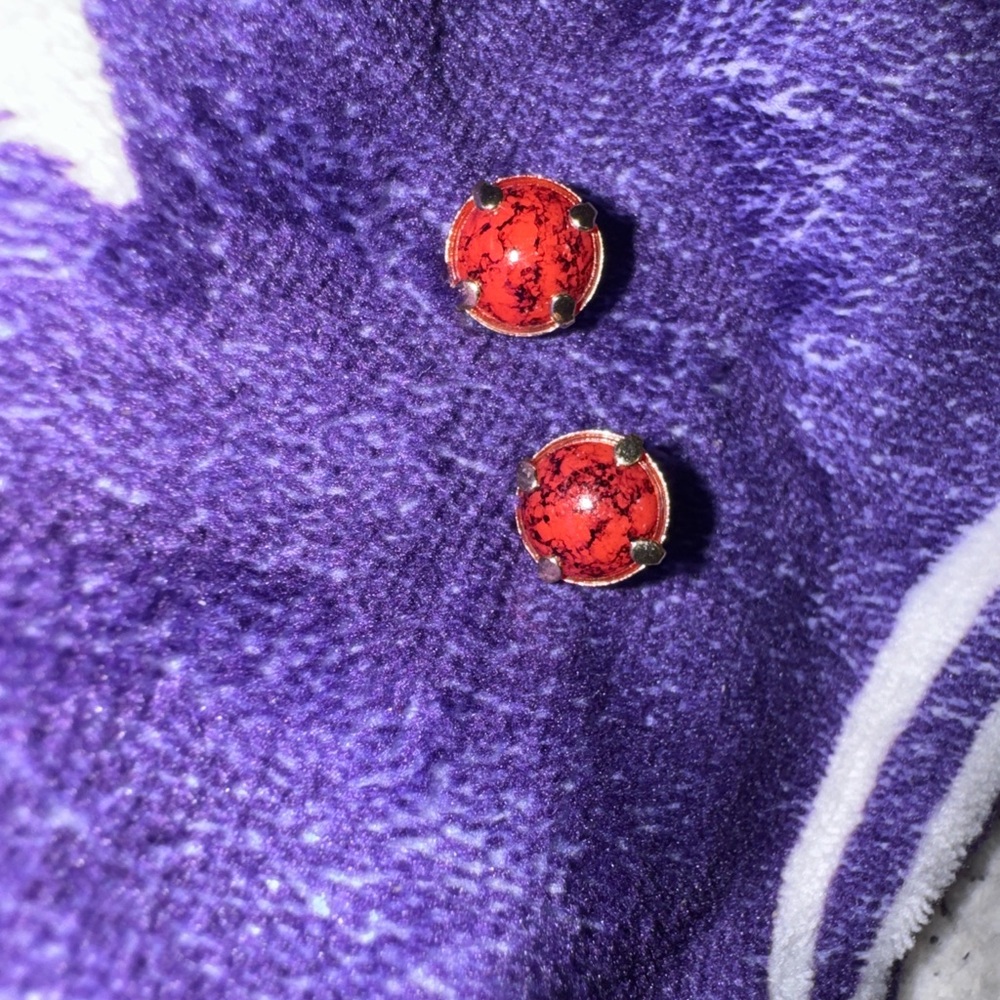 18k Gold Elegant Mahogany Jasper round Stud Earrings